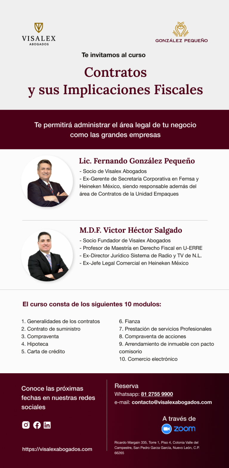 Visalex Abogados Curso De “contratos Y Sus Implicaciones Fiscales”